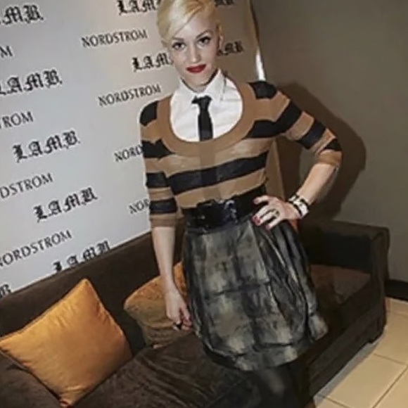 LAMB bubble skirt by Gwen Stefani Fall 2007 RARE black & gold Medium mid-thigh - Picture 2 of 8